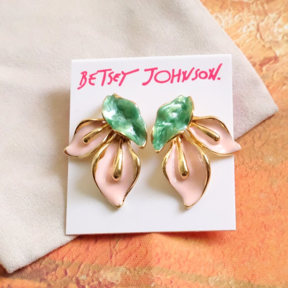 Betsey Johnson Floral Leaf Earrings Unique Fashion Gift Trendy Style